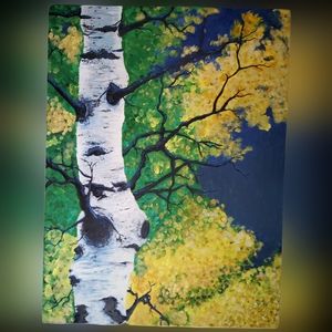 Mountain Ridge Birch Tree Painting
